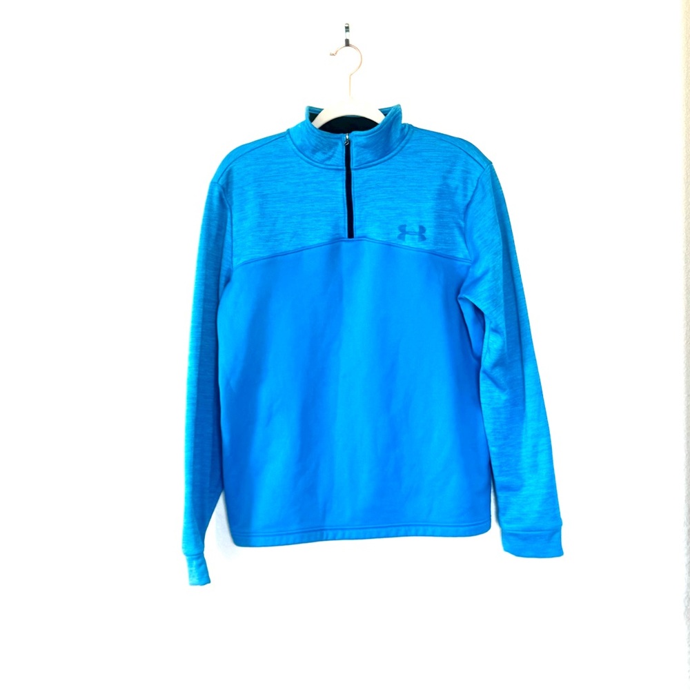 Under Armour Pullover Mens Turquoise Blue 1/4 Zip Loose Fit L - Picture 2 of 5